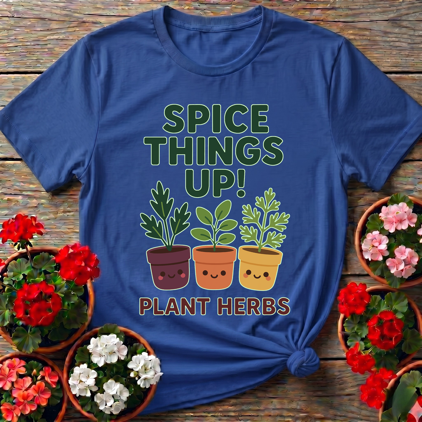 Spice Things Up Plant Herbs Cute Potted Graphic Tee