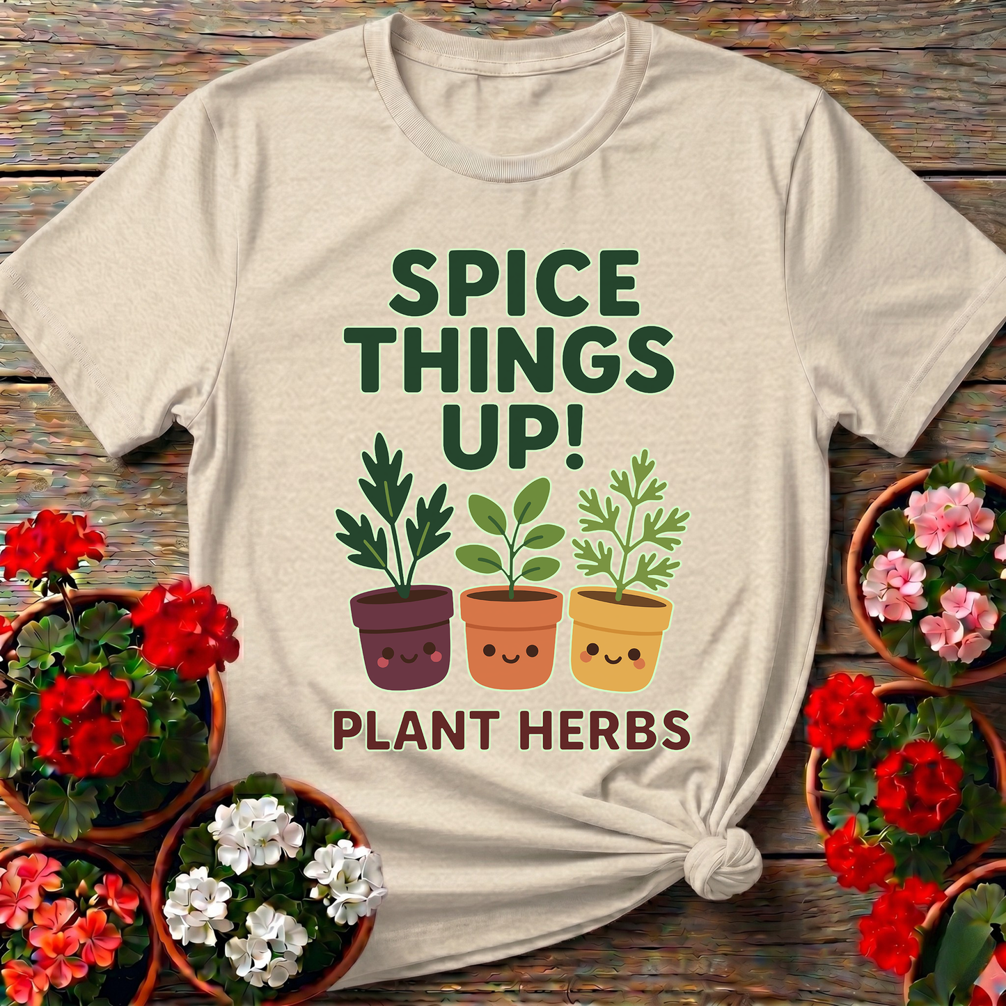 Spice Things Up Plant Herbs Cute Potted Graphic Tee