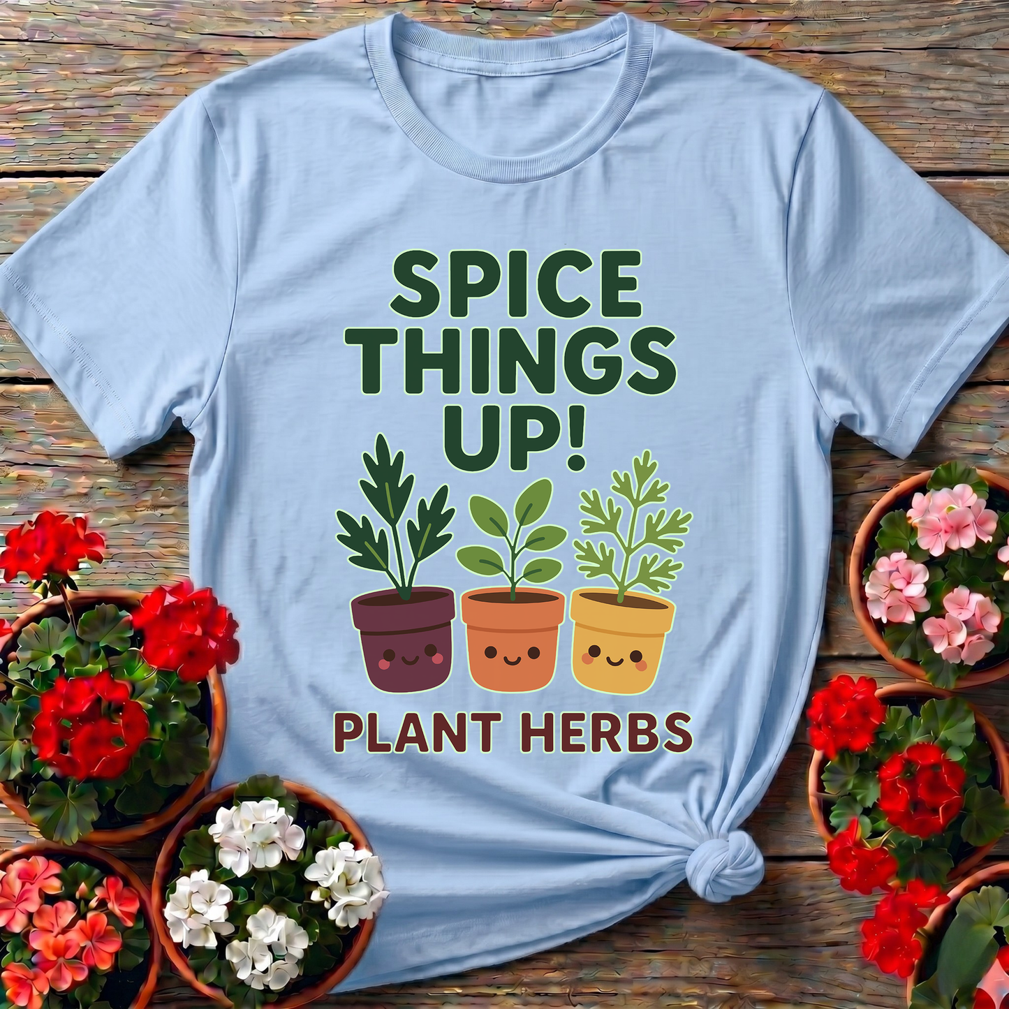 Spice Things Up Plant Herbs Cute Potted Graphic Tee