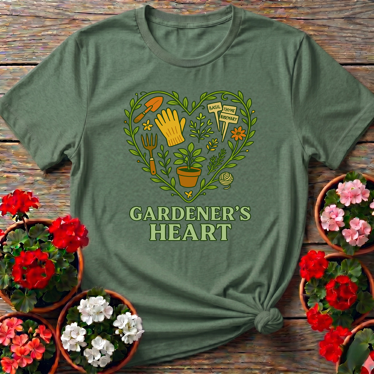 Gardener's Heart Herbal Garden Tools Edition Tee