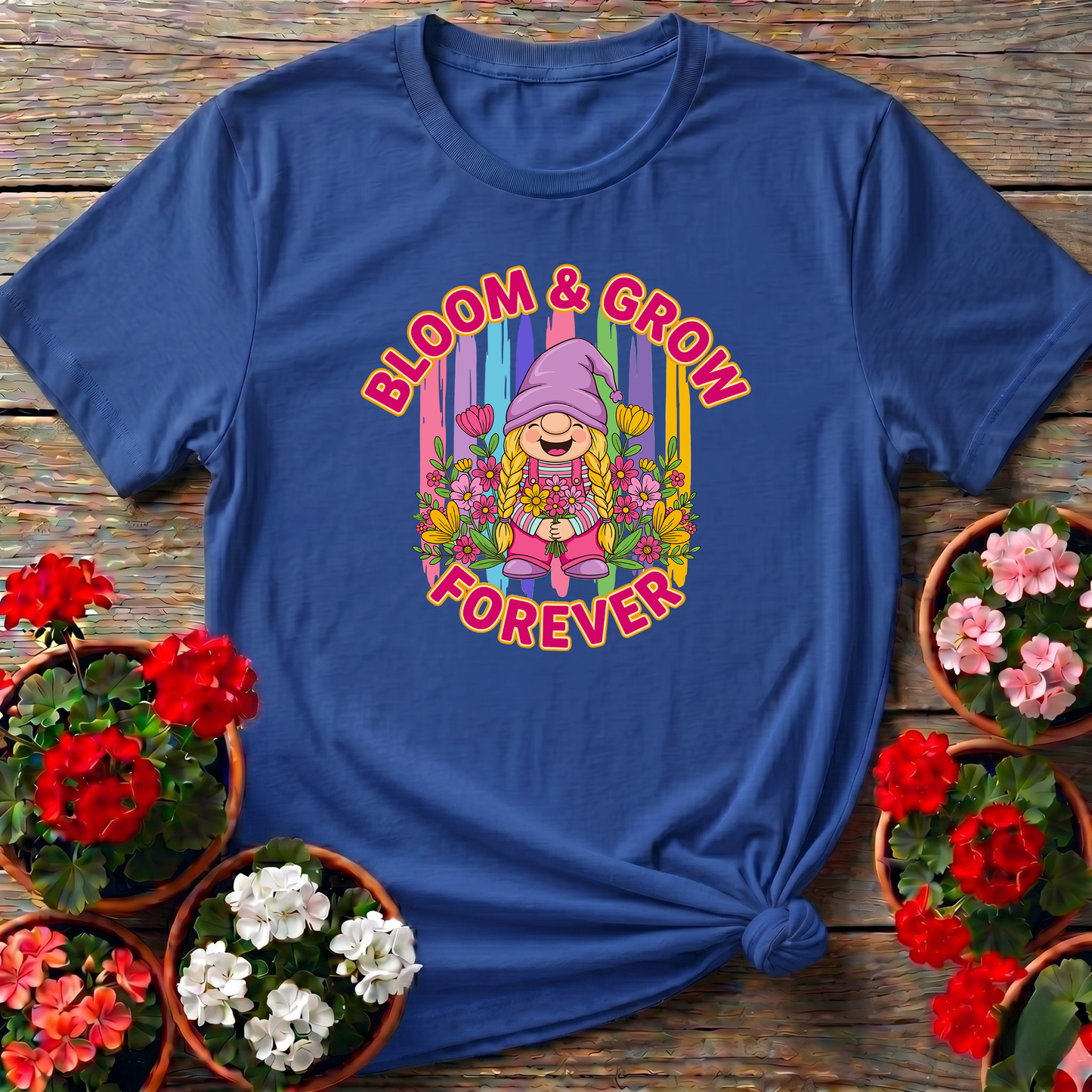 Bloom & Grow Forever Retro Girl Gnome Floral Tee
