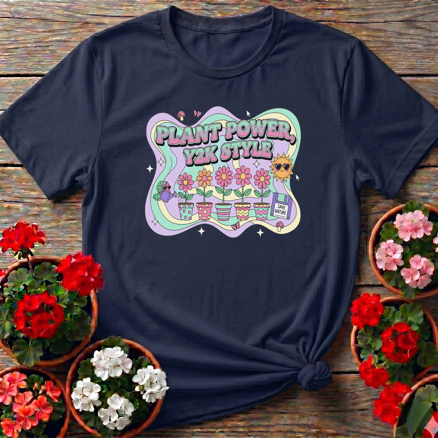 Plant Power Y2K Style Psychedelic Gardening T-shirt