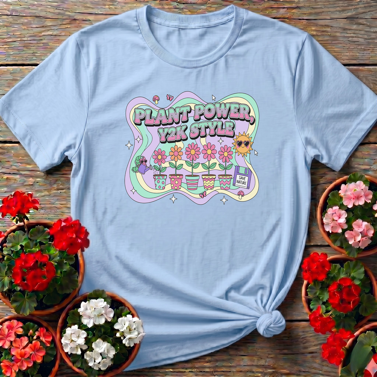 Plant Power Y2K Style Psychedelic Gardening T-shirt