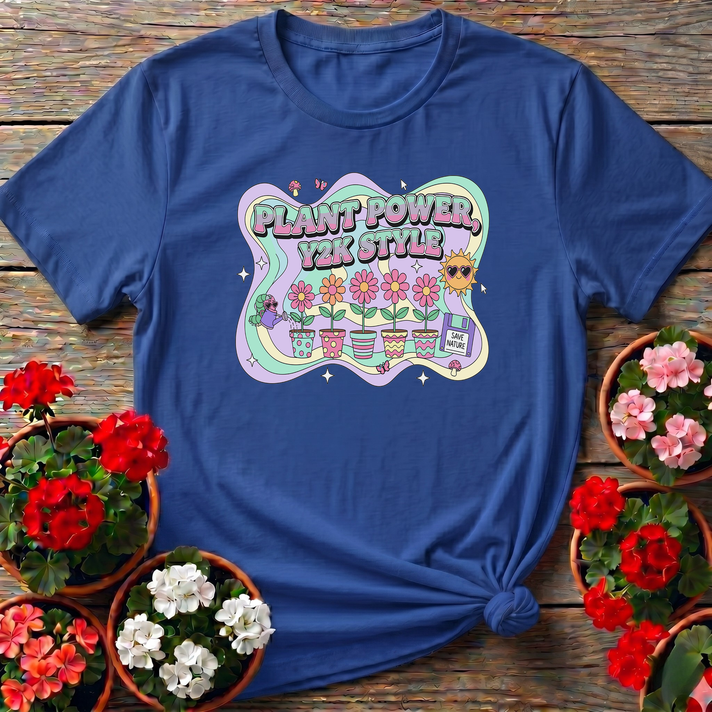 Plant Power Y2K Style Psychedelic Gardening T-shirt
