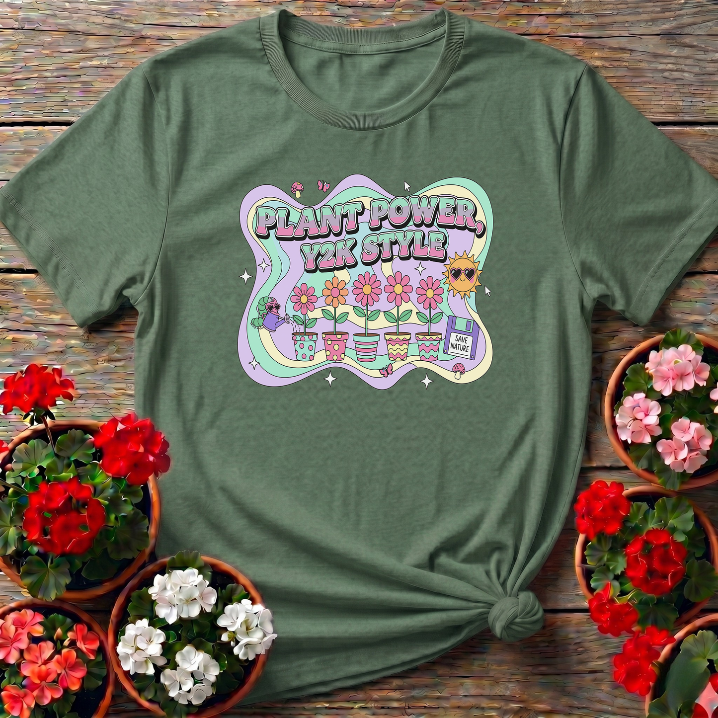 Plant Power Y2K Style Psychedelic Gardening T-shirt