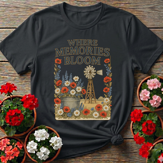 Where Memories Bloom Vintage Farmhouse Garden T-shirt