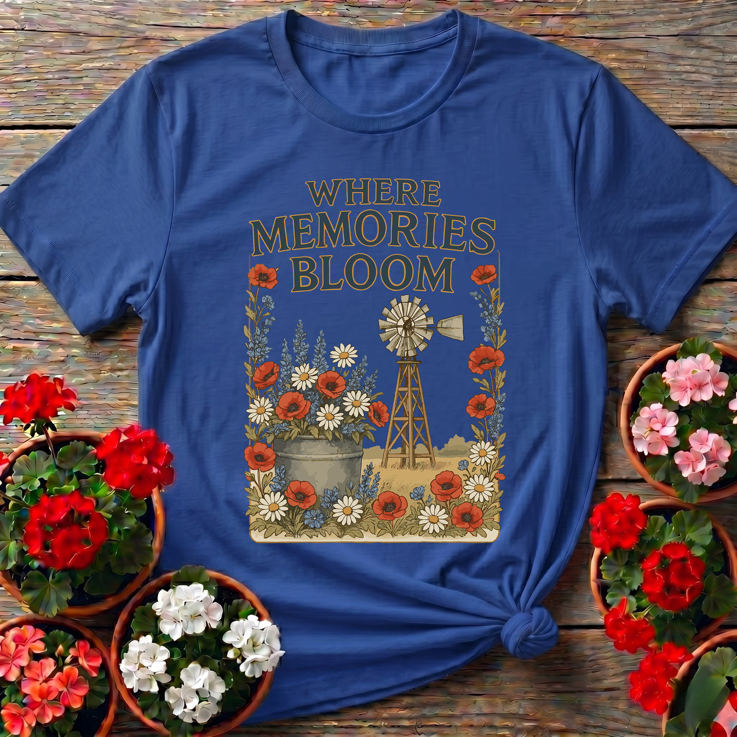 Where Memories Bloom Vintage Farmhouse Garden T-shirt