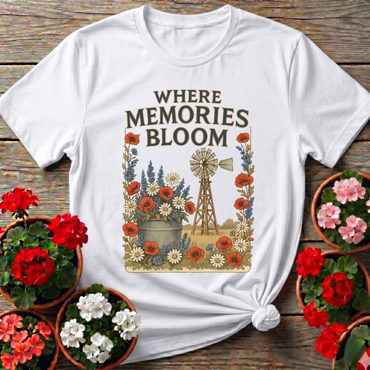 Where Memories Bloom Vintage Farmhouse Garden T-shirt