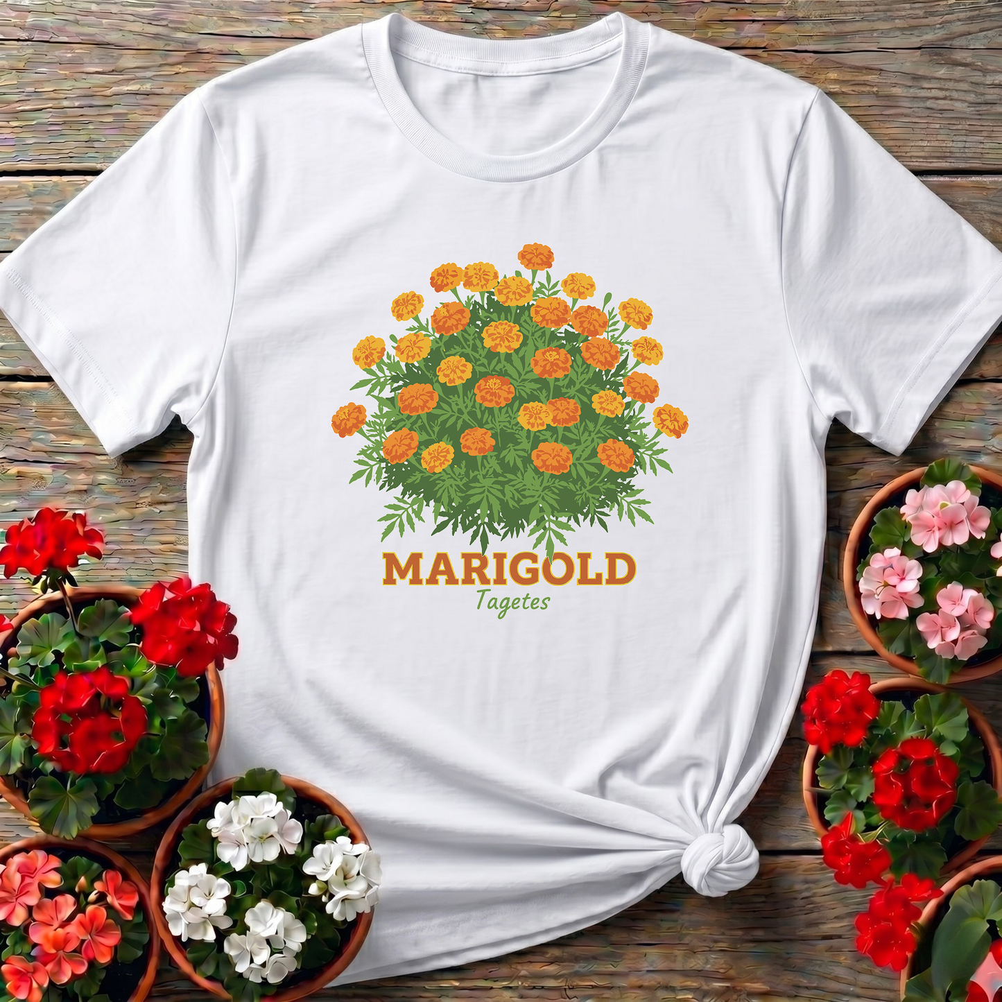 Vintage Marigold Tagetes Botanical T-shirt