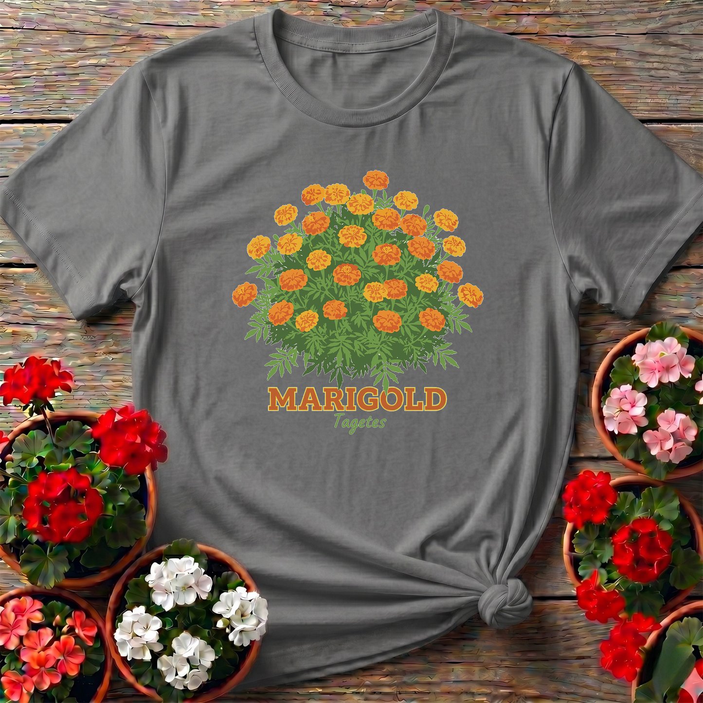 Vintage Marigold Tagetes Botanical T-shirt