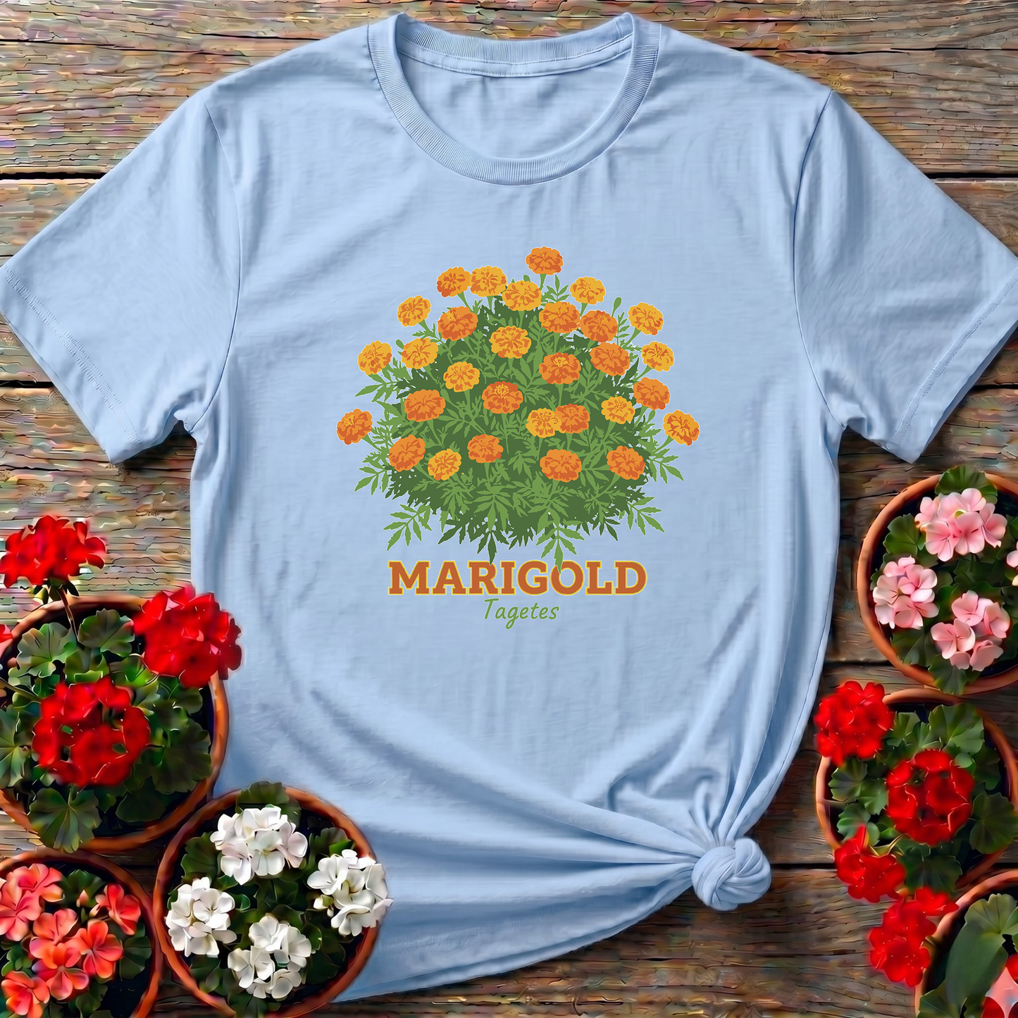 Vintage Marigold Tagetes Botanical T-shirt