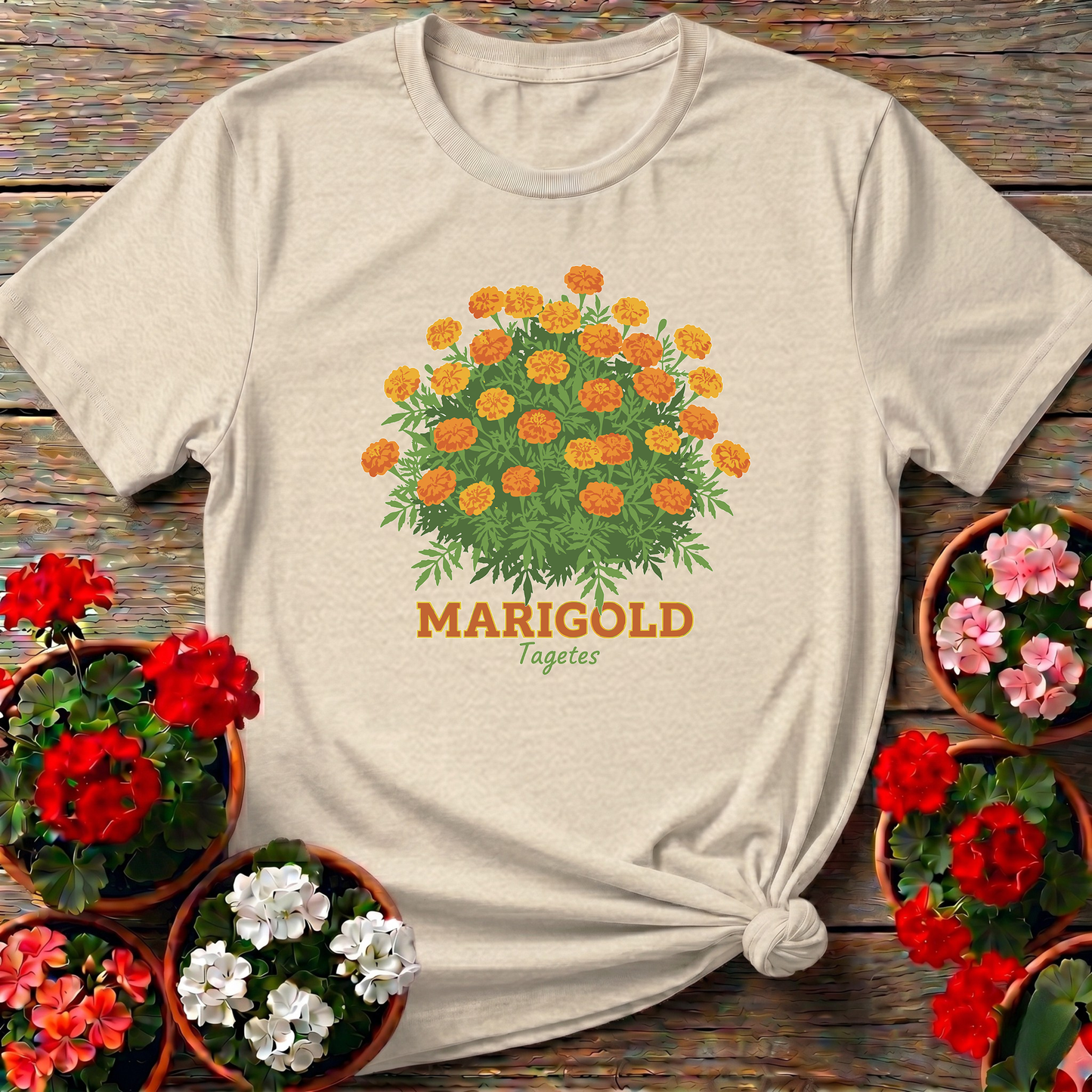 Vintage Marigold Tagetes Botanical T-shirt