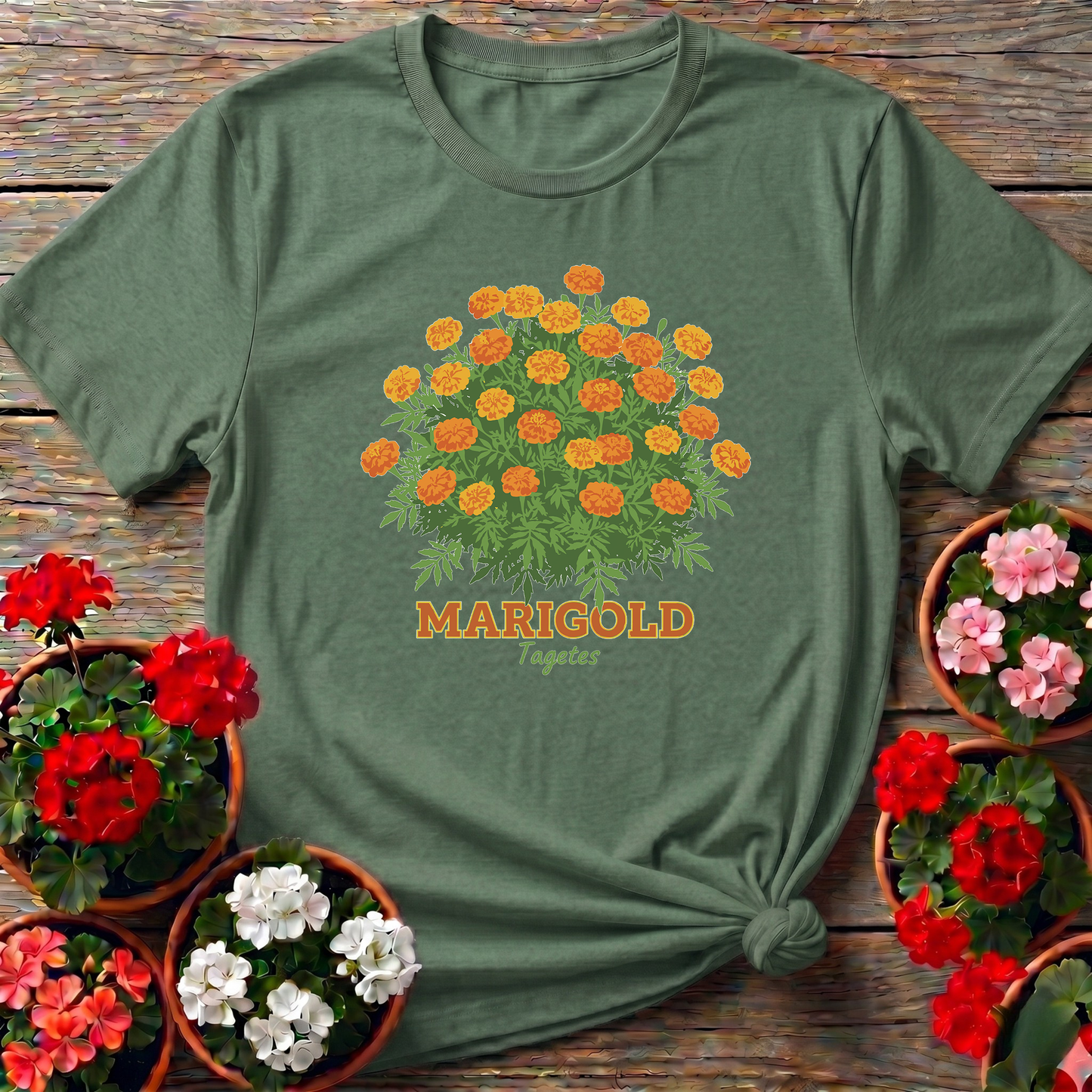 Vintage Marigold Tagetes Botanical T-shirt
