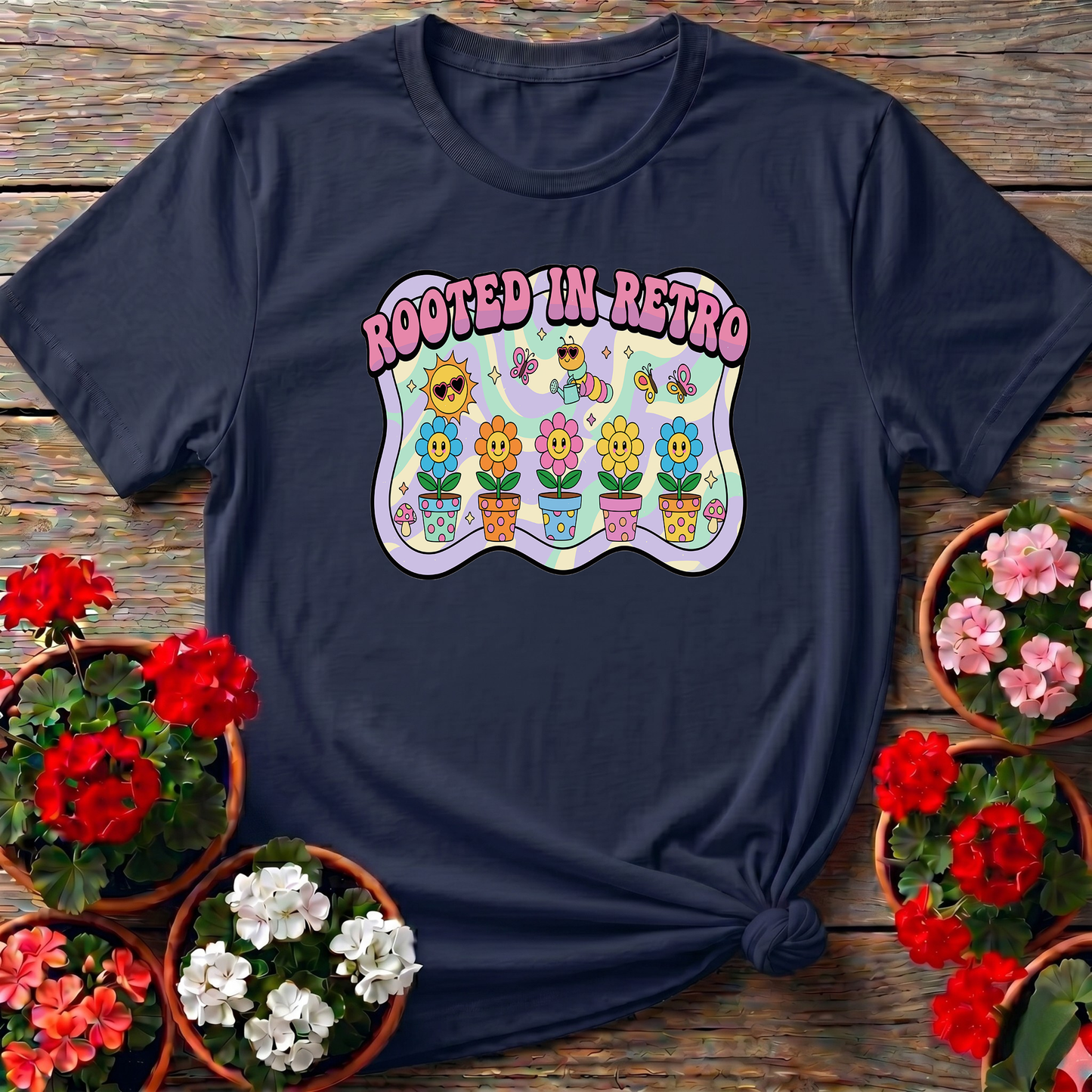 Rooted In Retro Psychedelic Gardening T-shirt