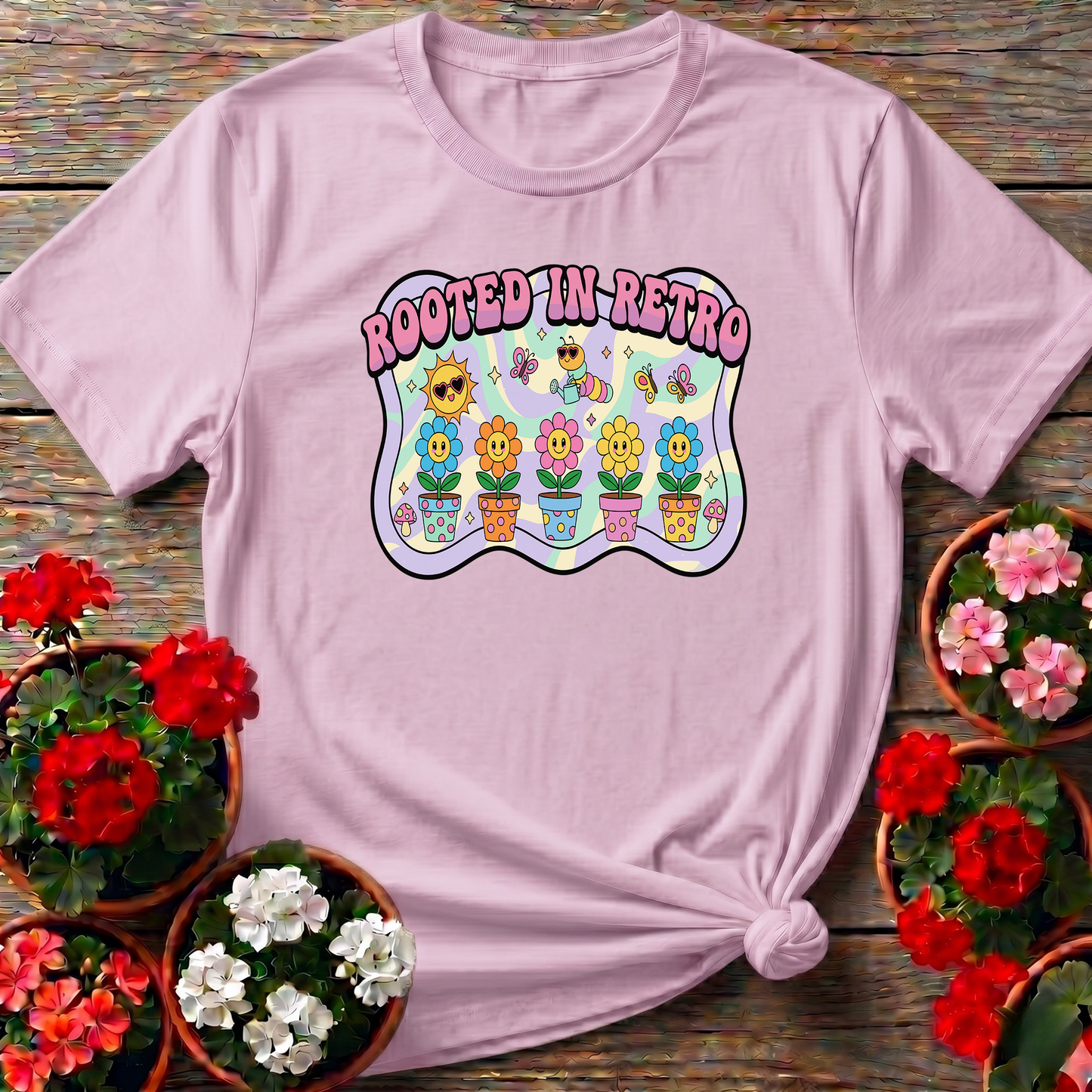 Rooted In Retro Psychedelic Gardening T-shirt
