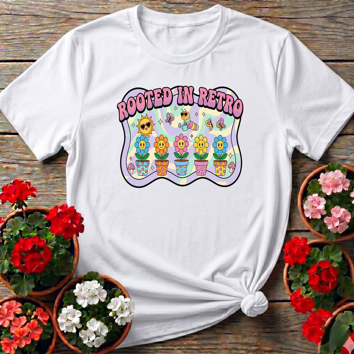 Rooted In Retro Psychedelic Gardening T-shirt
