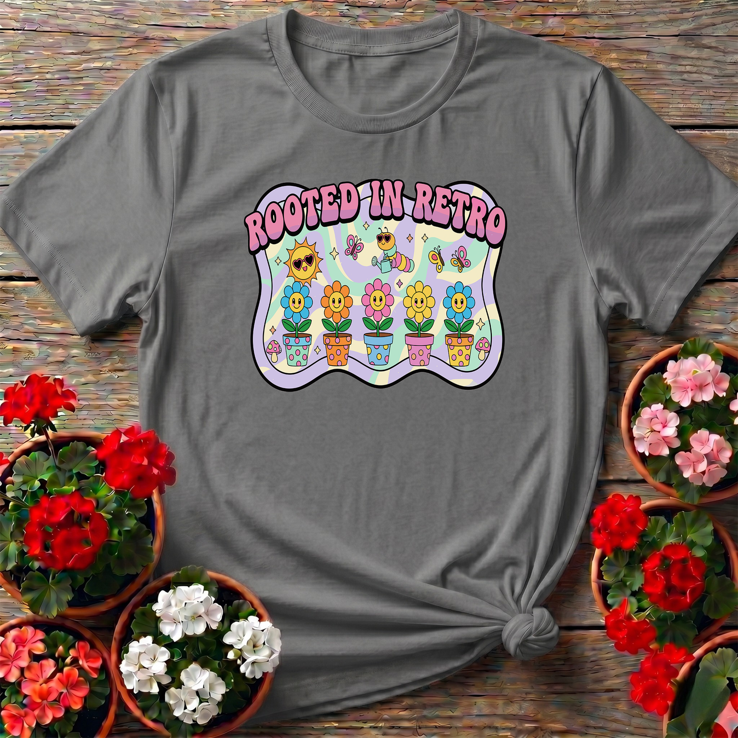 Rooted In Retro Psychedelic Gardening T-shirt