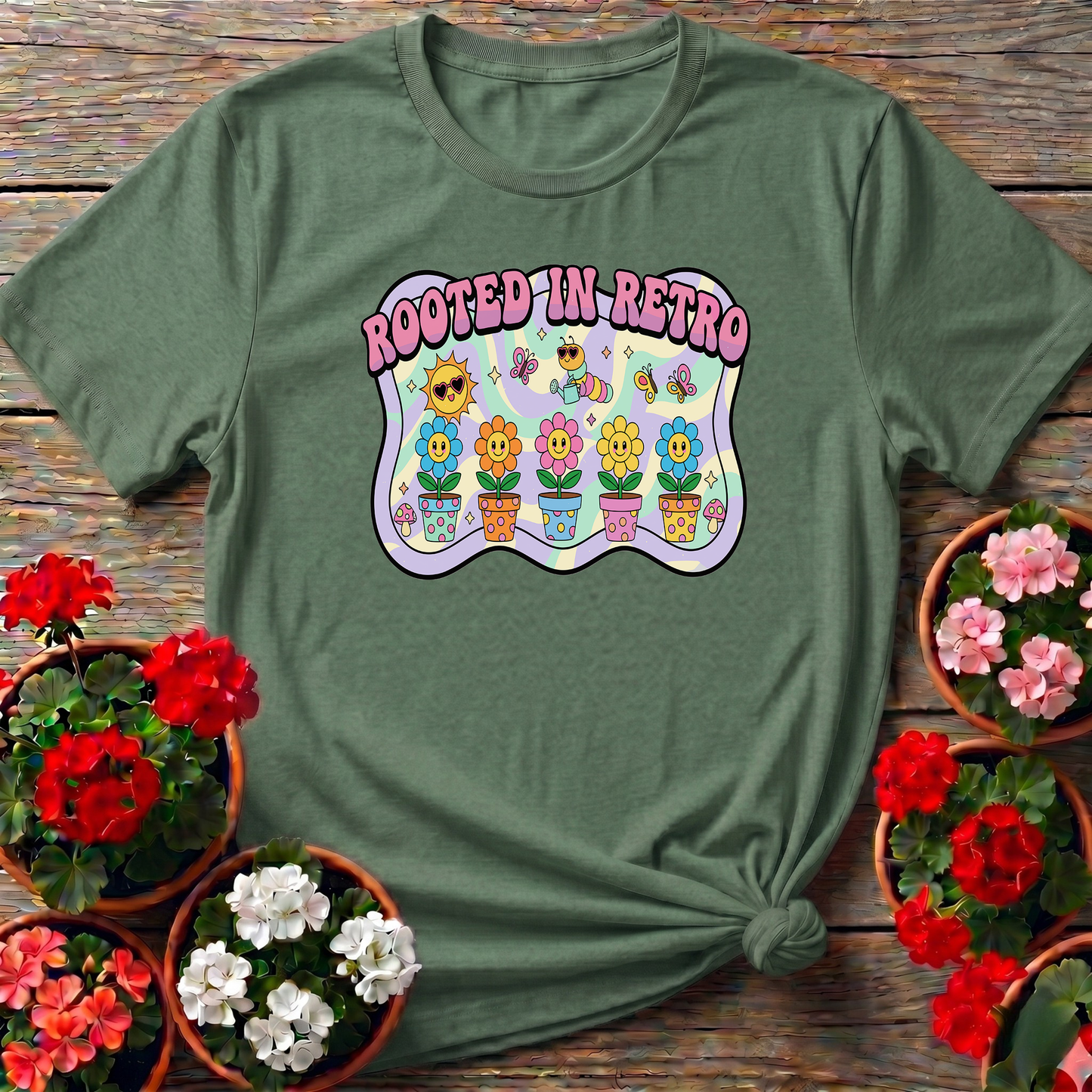 Rooted In Retro Psychedelic Gardening T-shirt
