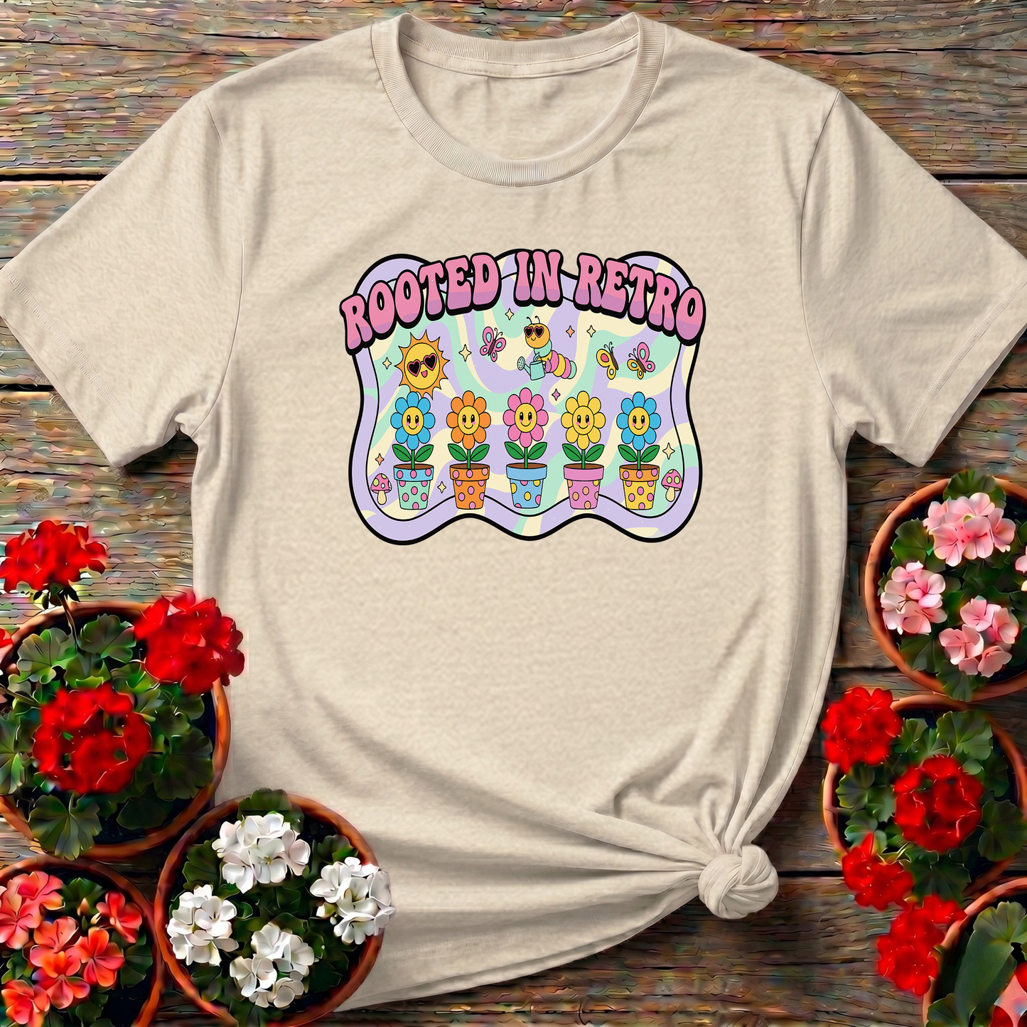 Rooted In Retro Psychedelic Gardening T-shirt