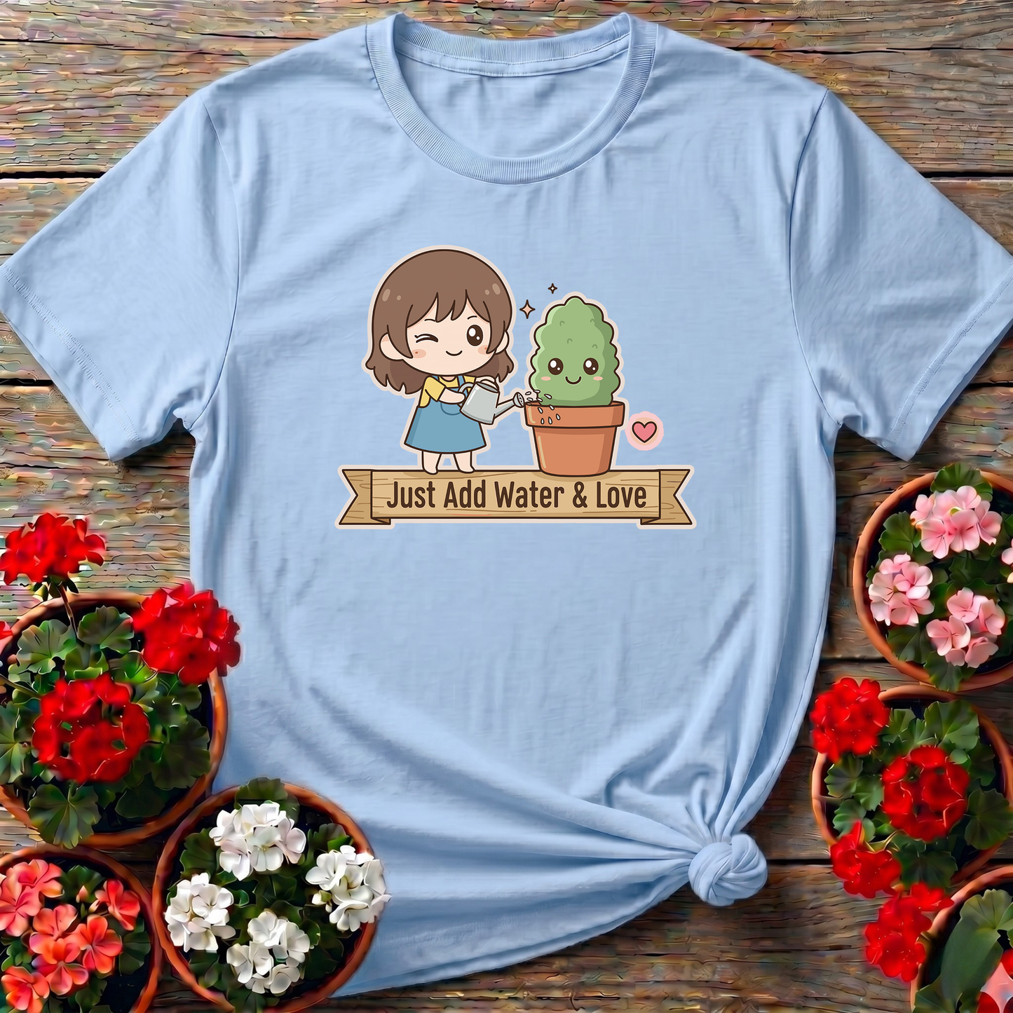 Just Add Water and Love Kawaii Chibi Gardener Tee