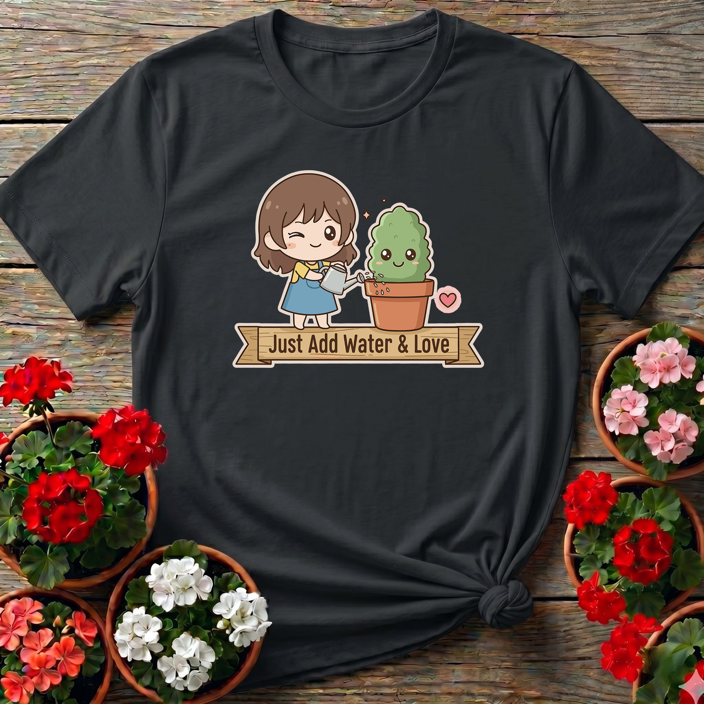 Just Add Water and Love Kawaii Chibi Gardener Tee