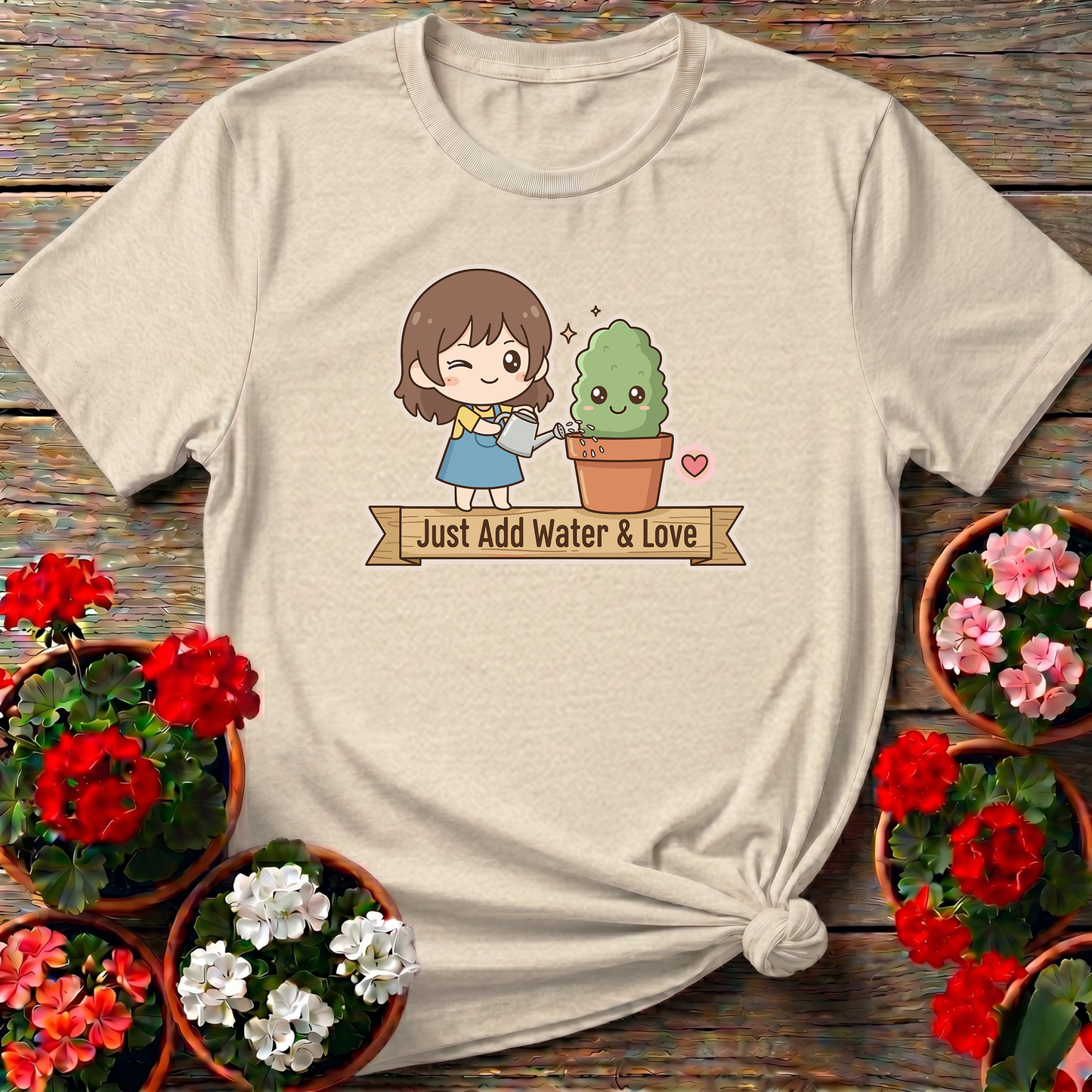 Just Add Water and Love Kawaii Chibi Gardener Tee