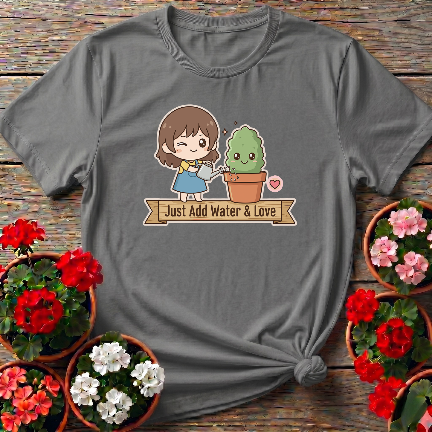 Just Add Water and Love Kawaii Chibi Gardener Tee
