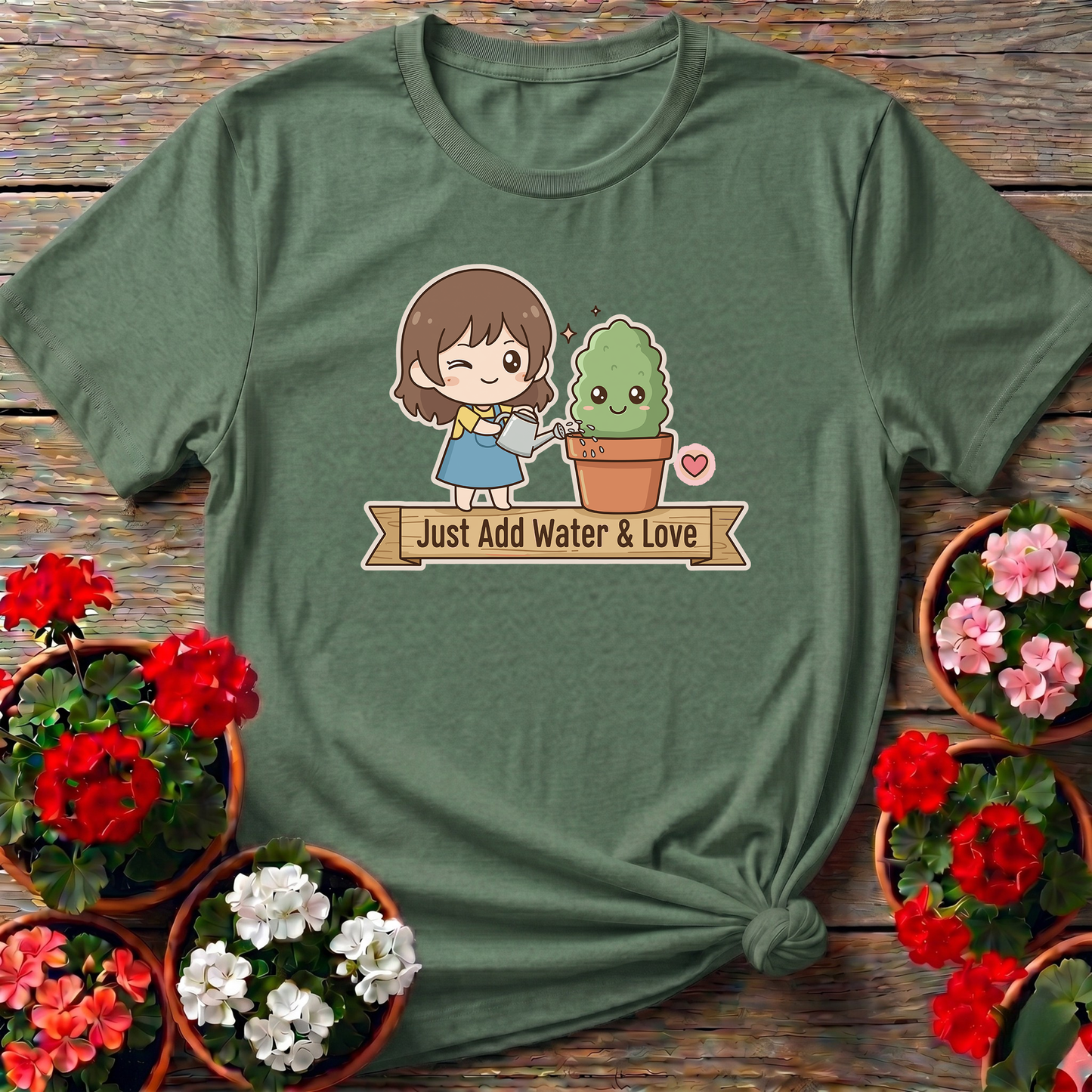 Just Add Water and Love Kawaii Chibi Gardener Tee