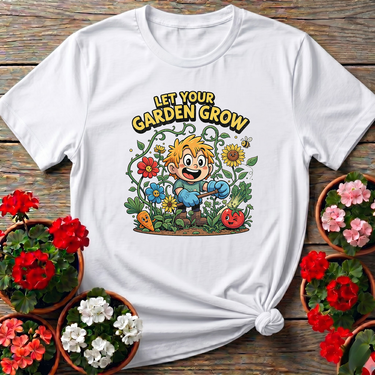 Let Your Garden Grow Whimsical Boy Gardener T-shirt