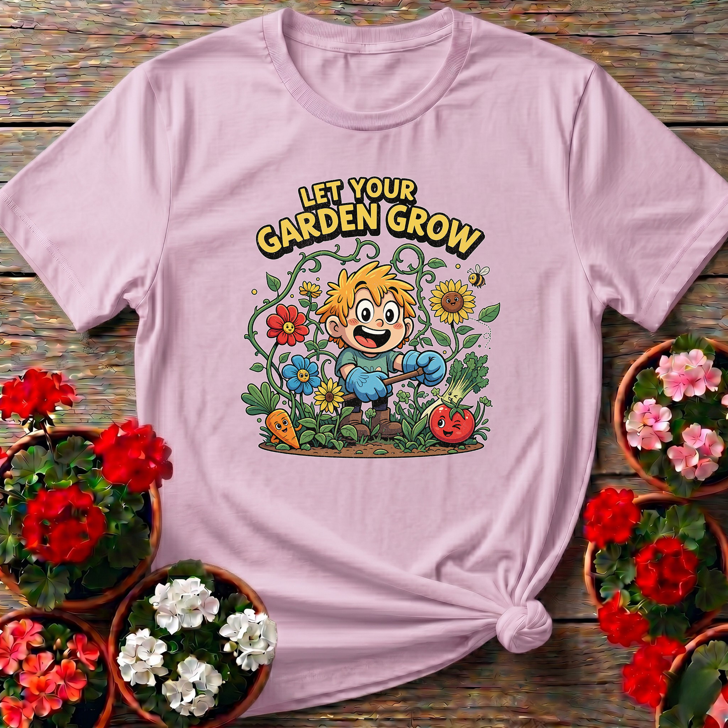 Let Your Garden Grow Whimsical Boy Gardener T-shirt