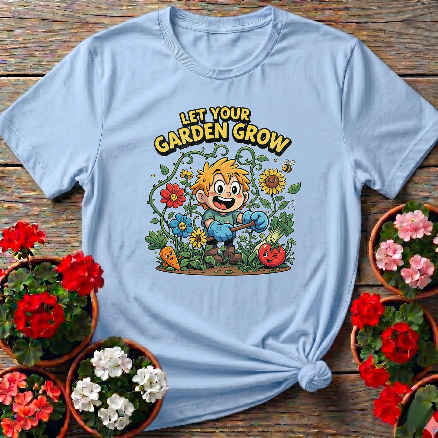 Let Your Garden Grow Whimsical Boy Gardener T-shirt
