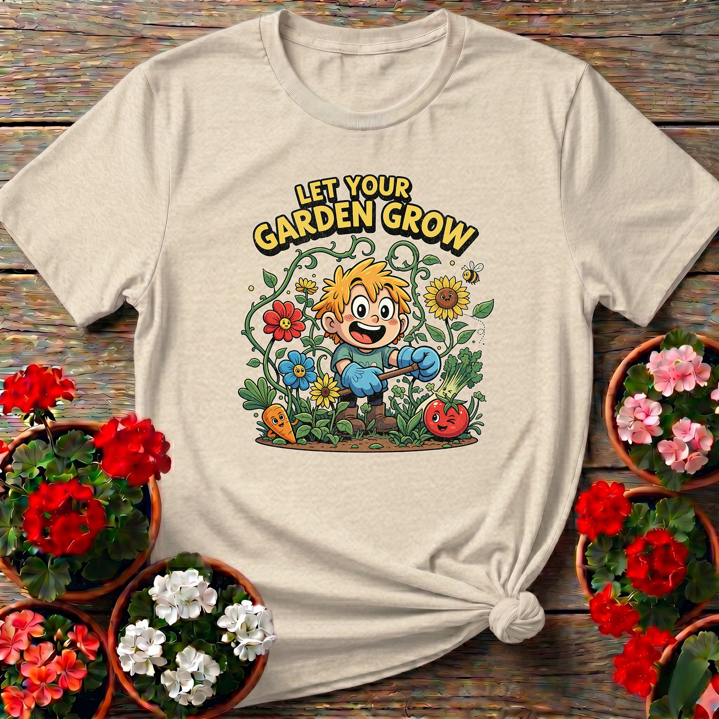 Let Your Garden Grow Whimsical Boy Gardener T-shirt