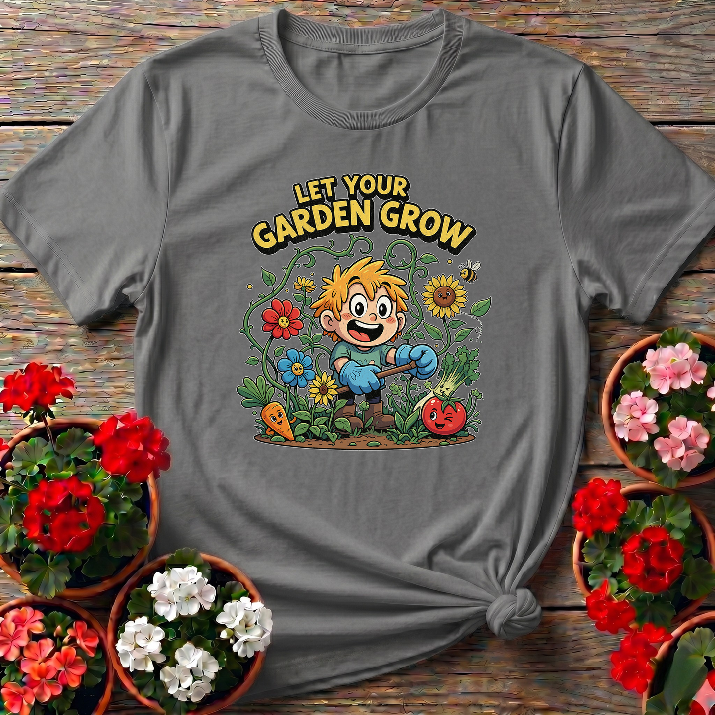 Let Your Garden Grow Whimsical Boy Gardener T-shirt