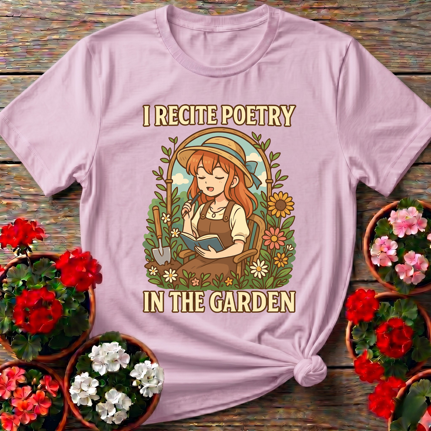 I Recite Poetry In The Garden Whimsical Manga Tee