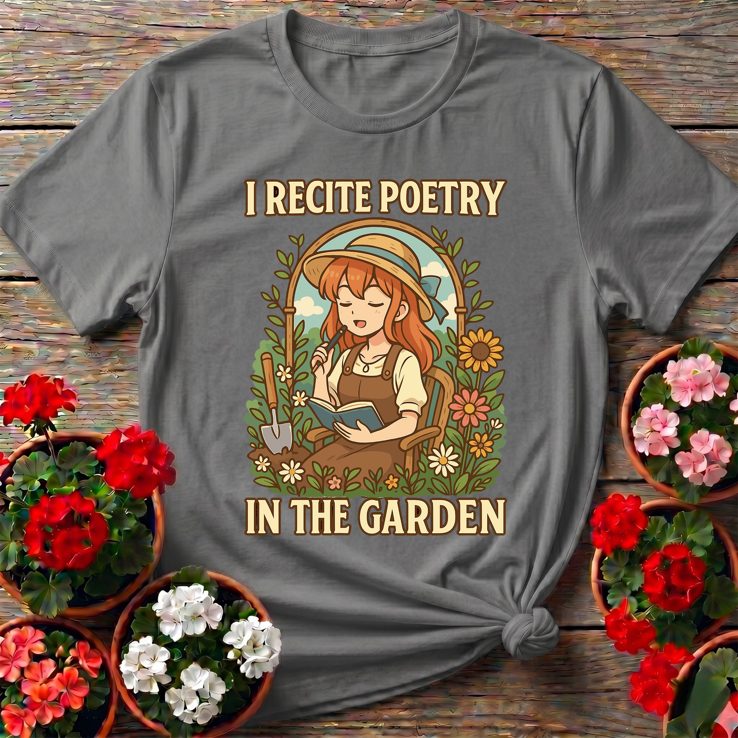 I Recite Poetry In The Garden Whimsical Manga Tee