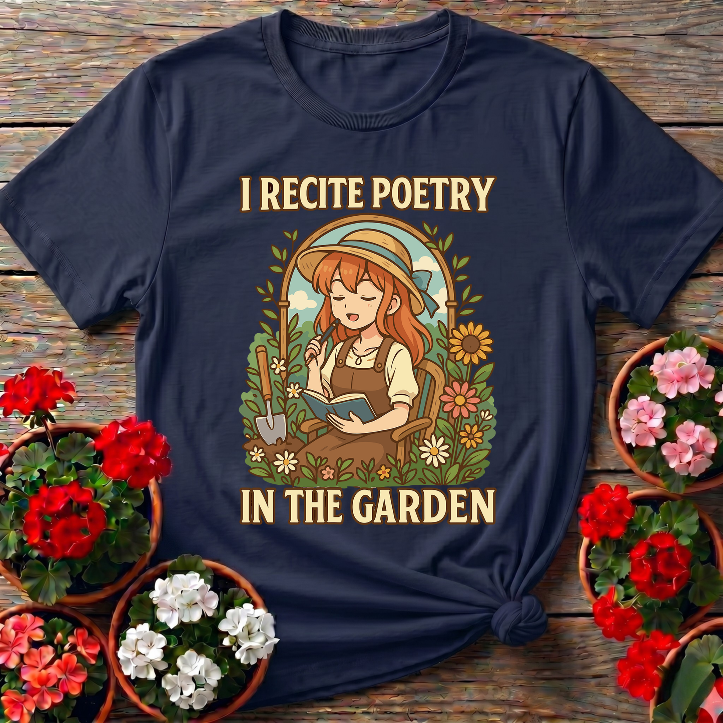 I Recite Poetry In The Garden Whimsical Manga Tee