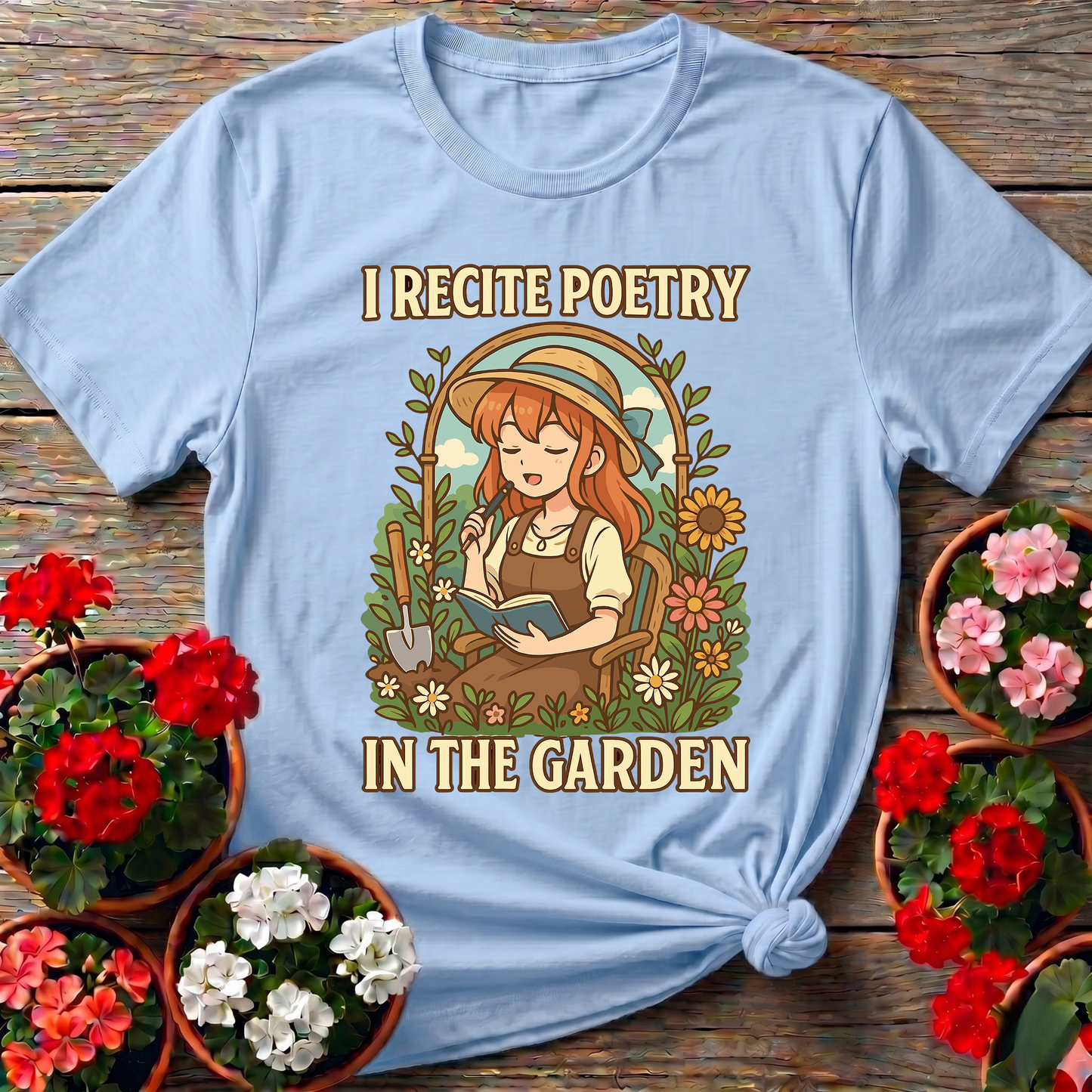 I Recite Poetry In The Garden Whimsical Manga Tee