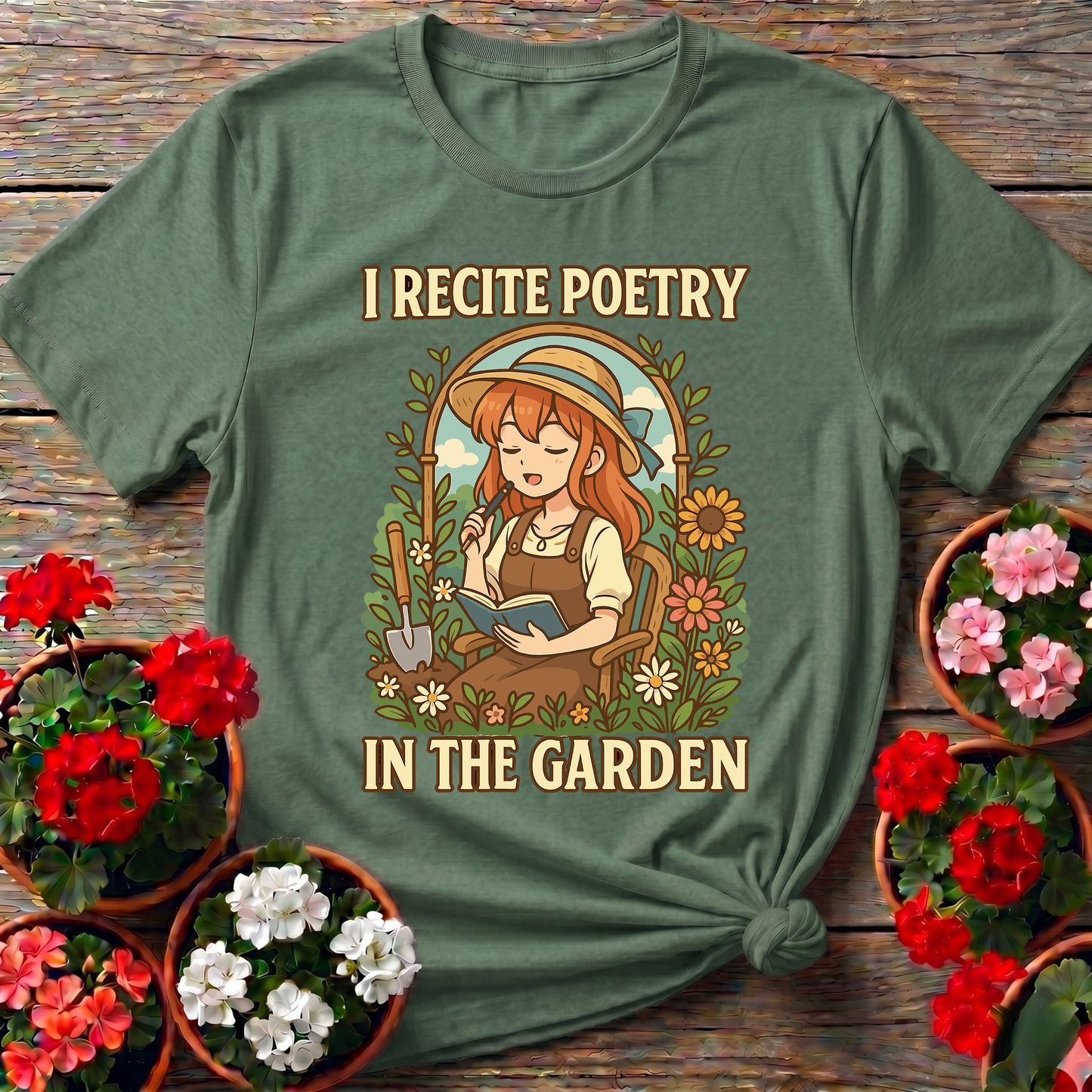 I Recite Poetry In The Garden Whimsical Manga Tee
