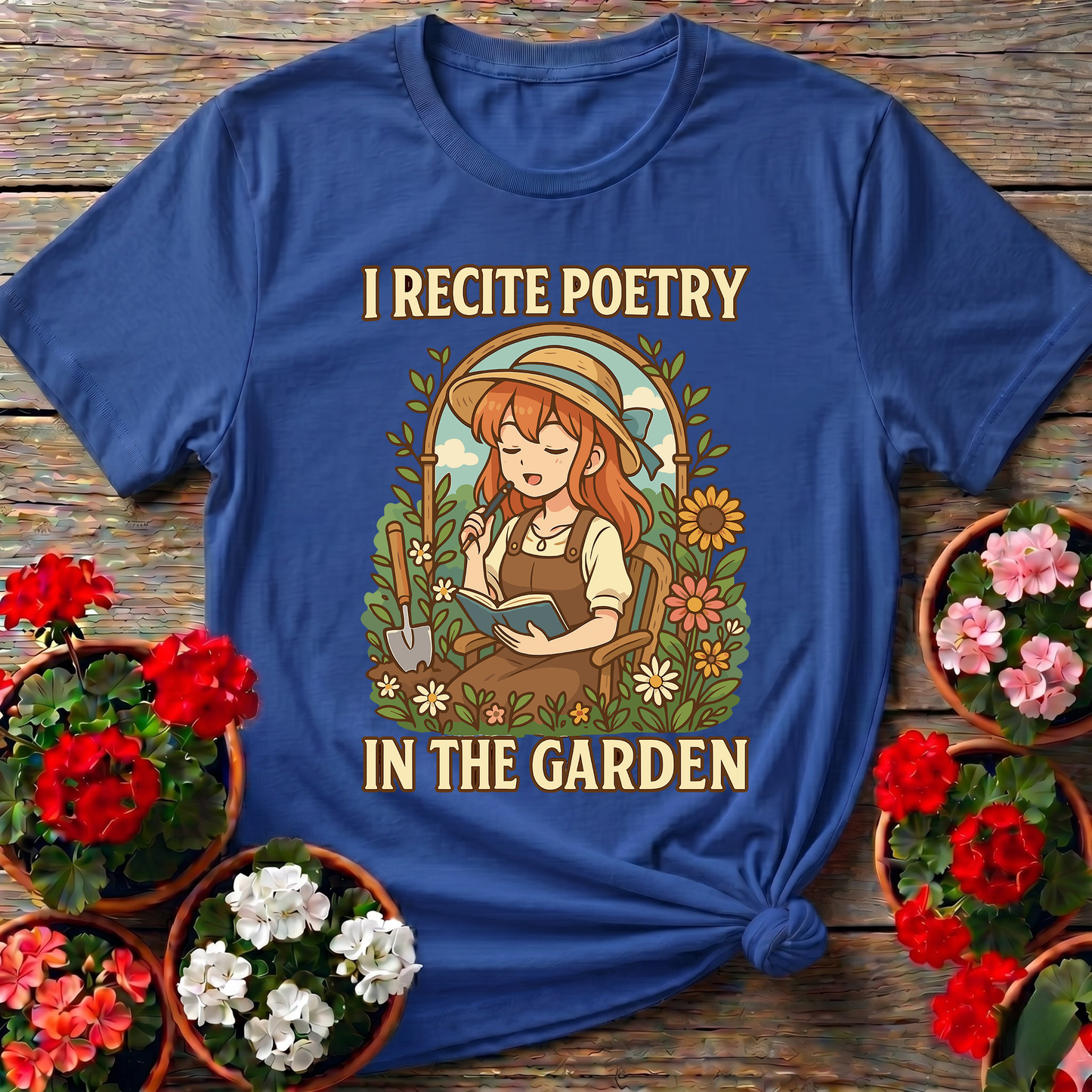 I Recite Poetry In The Garden Whimsical Manga Tee