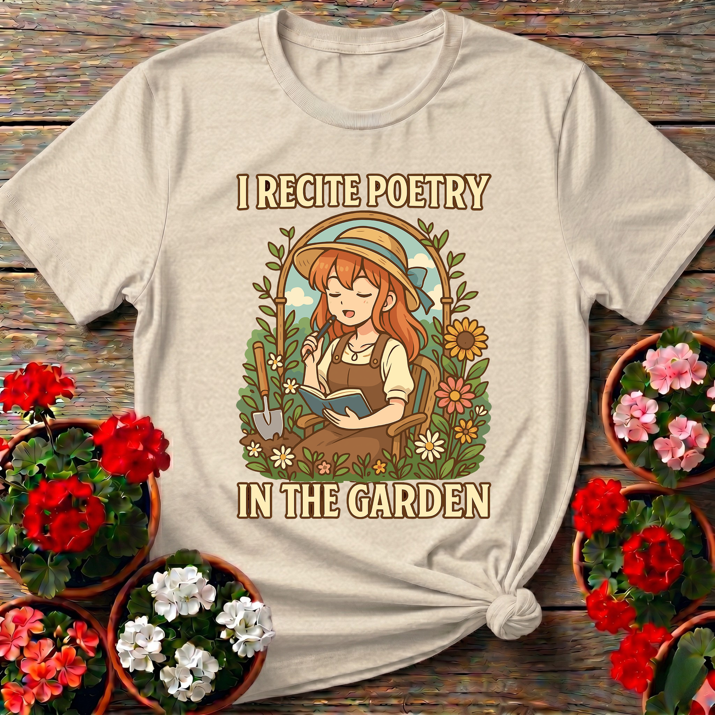 I Recite Poetry In The Garden Whimsical Manga Tee