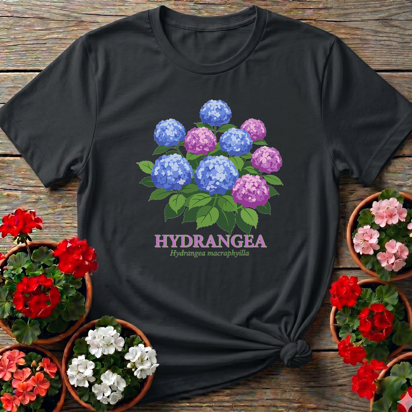 Vintage Hydrangea Macrophylla Botanical T-shirt