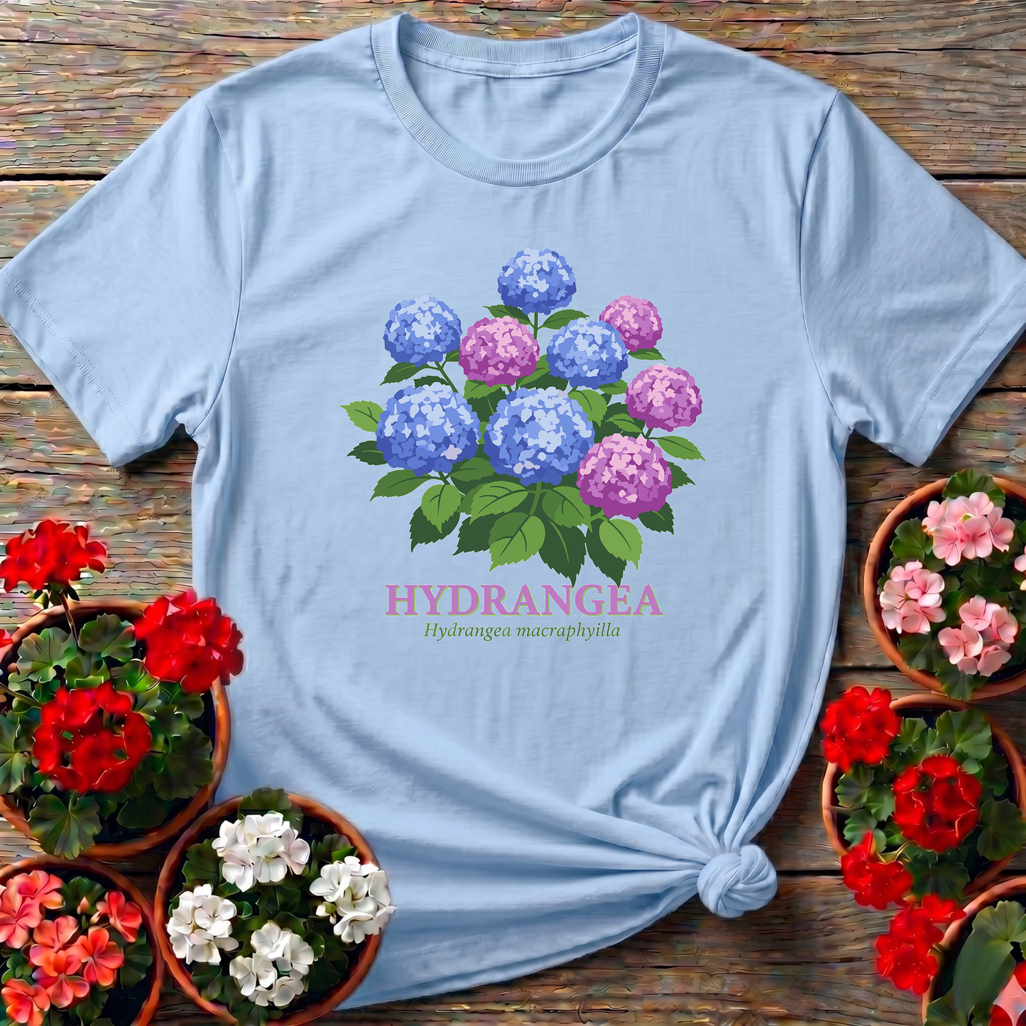 Vintage Hydrangea Macrophylla Botanical T-shirt