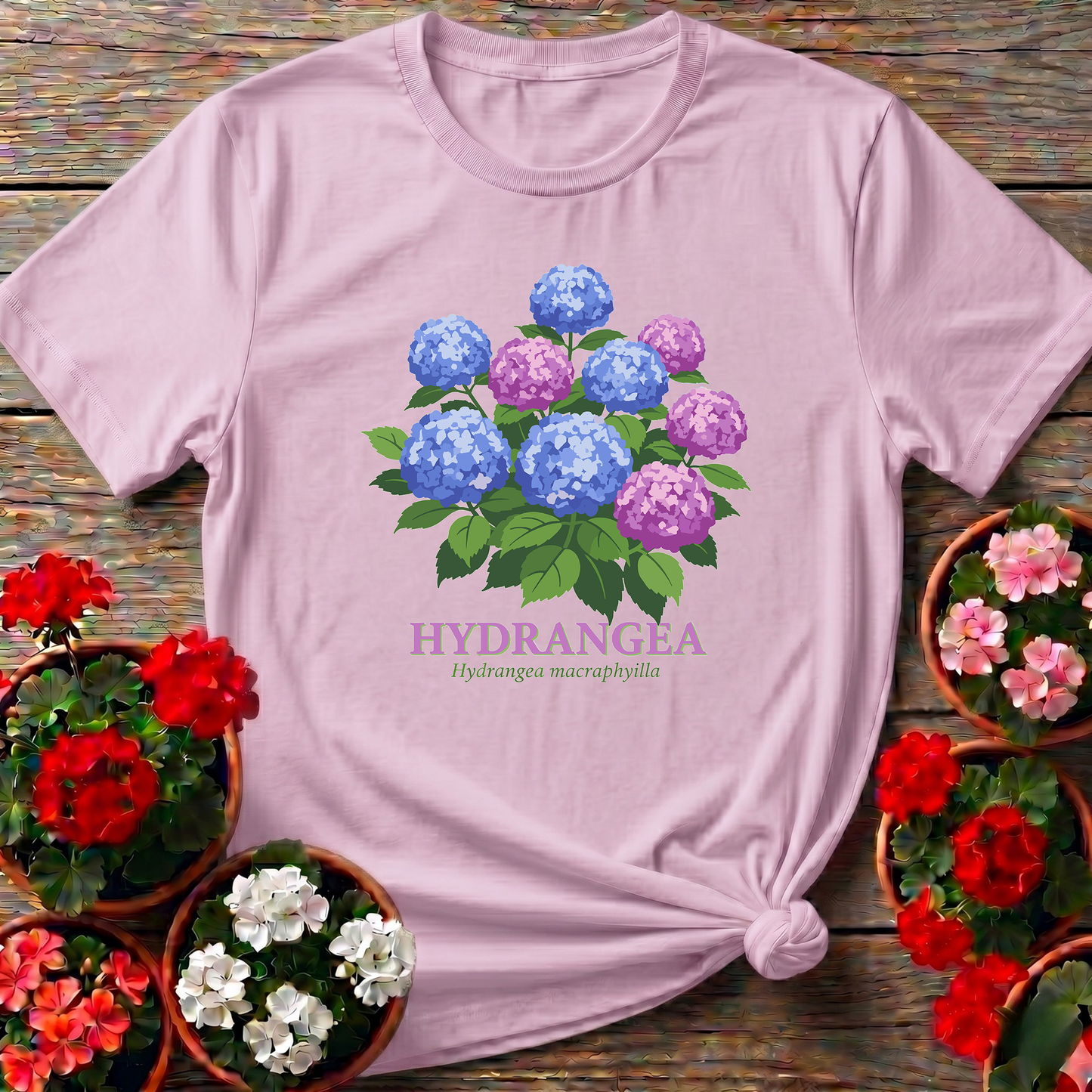 Vintage Hydrangea Macrophylla Botanical T-shirt