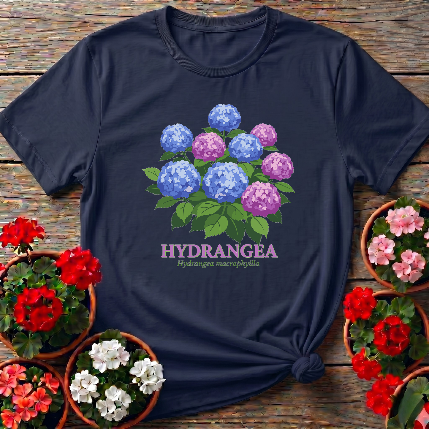 Vintage Hydrangea Macrophylla Botanical T-shirt