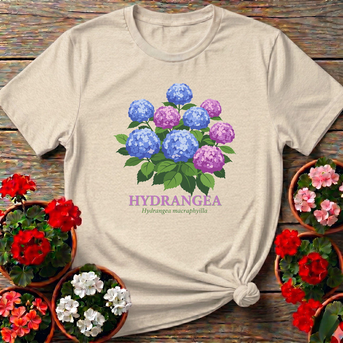 Vintage Hydrangea Macrophylla Botanical T-shirt