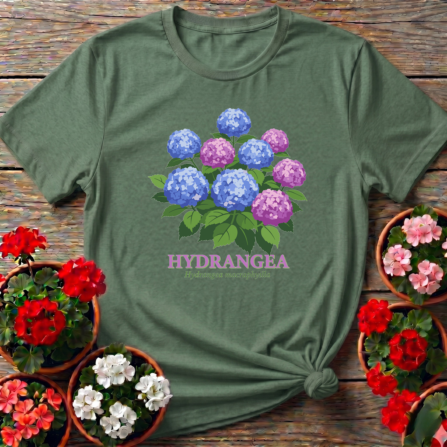 Vintage Hydrangea Macrophylla Botanical T-shirt