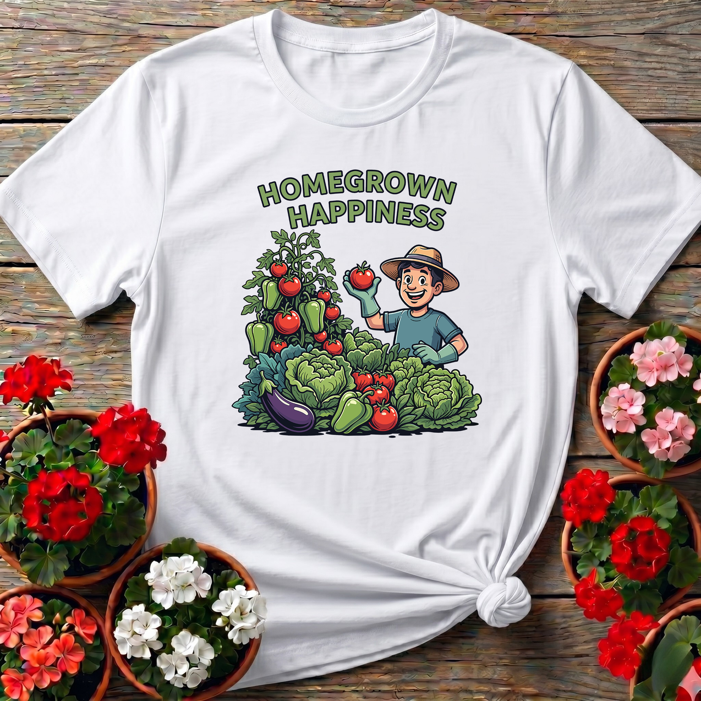 Homegrown Happiness Funny Vegetable Garden Tee