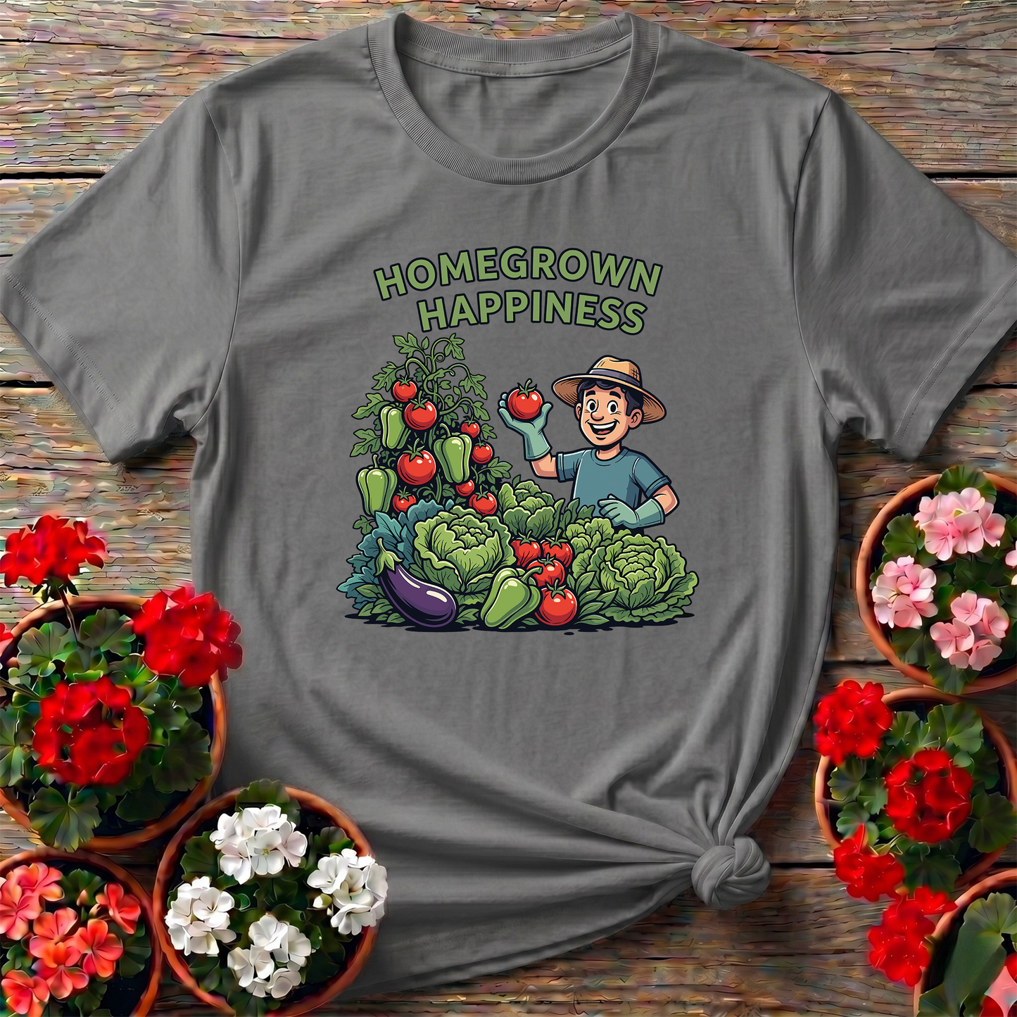 Homegrown Happiness Funny Vegetable Garden Tee