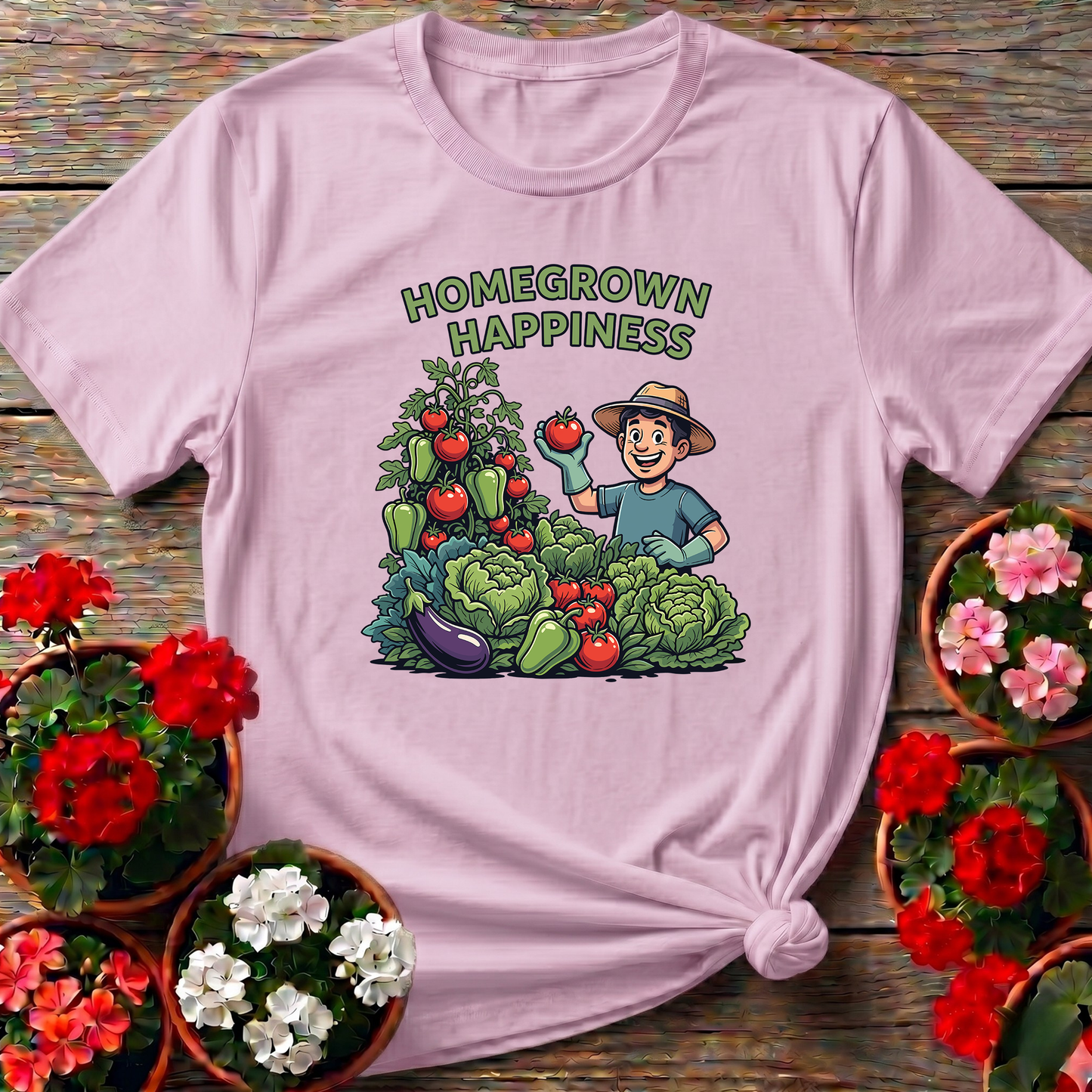 Homegrown Happiness Funny Vegetable Garden Tee