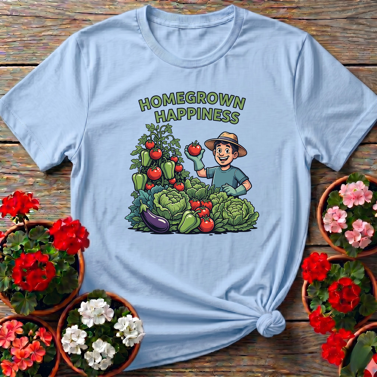 Homegrown Happiness Funny Vegetable Garden Tee